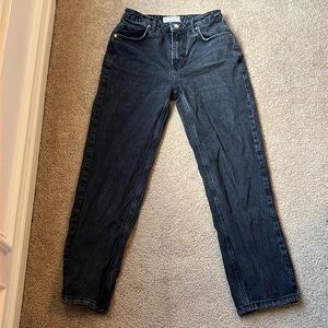 Free people black jeans high rise straight leg, size 26.